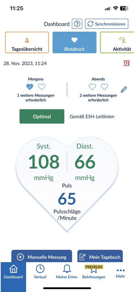 OMRON RS7 Intelli IT Handgelenk-Blutdruckmessgerät App Anzeige Messwert