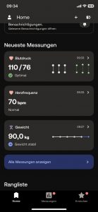 Withings BPM Connect Oberarm-Blutdruckmessgerät App Startseite