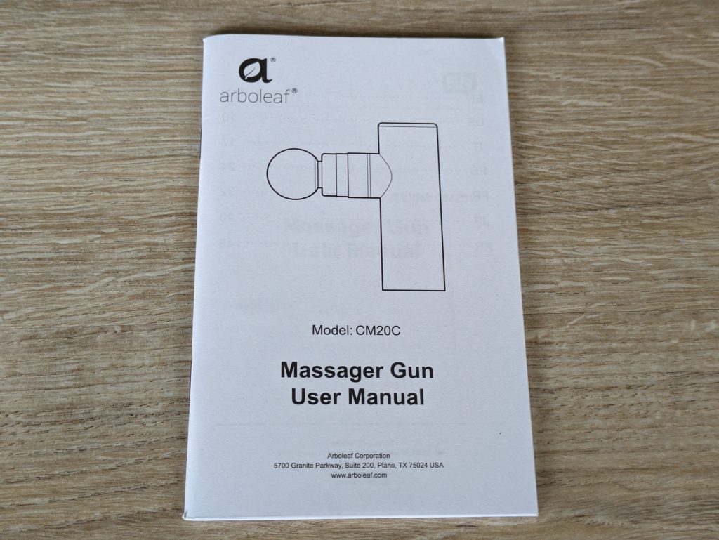 Anleitung der arboleaf CM20C Massagepistole geschlossen