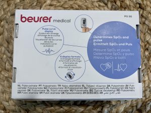 Beurer PO 30 Pulsoximeter Karton von oben