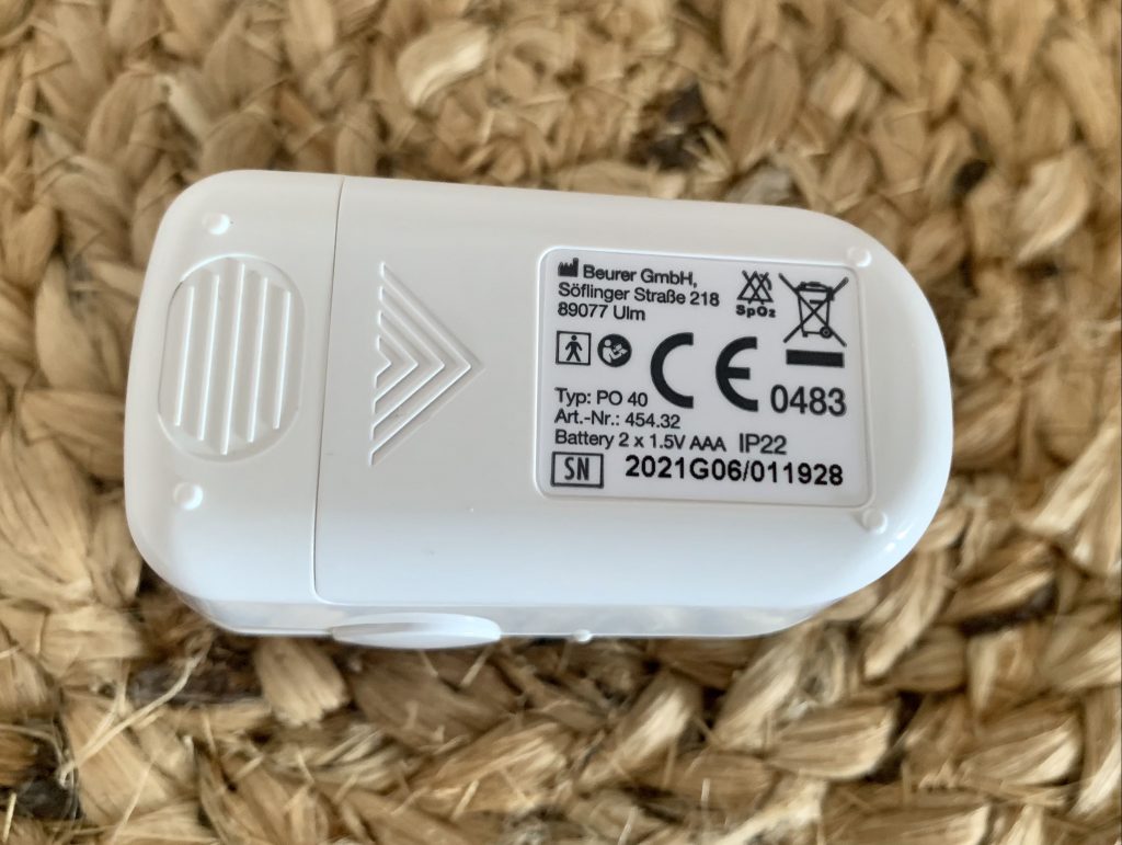 Beurer PO 40 Pulsoximeter Rückseite
