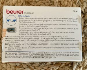 Beurer PO 40 Pulsoximeter in der Verpackung von hinten