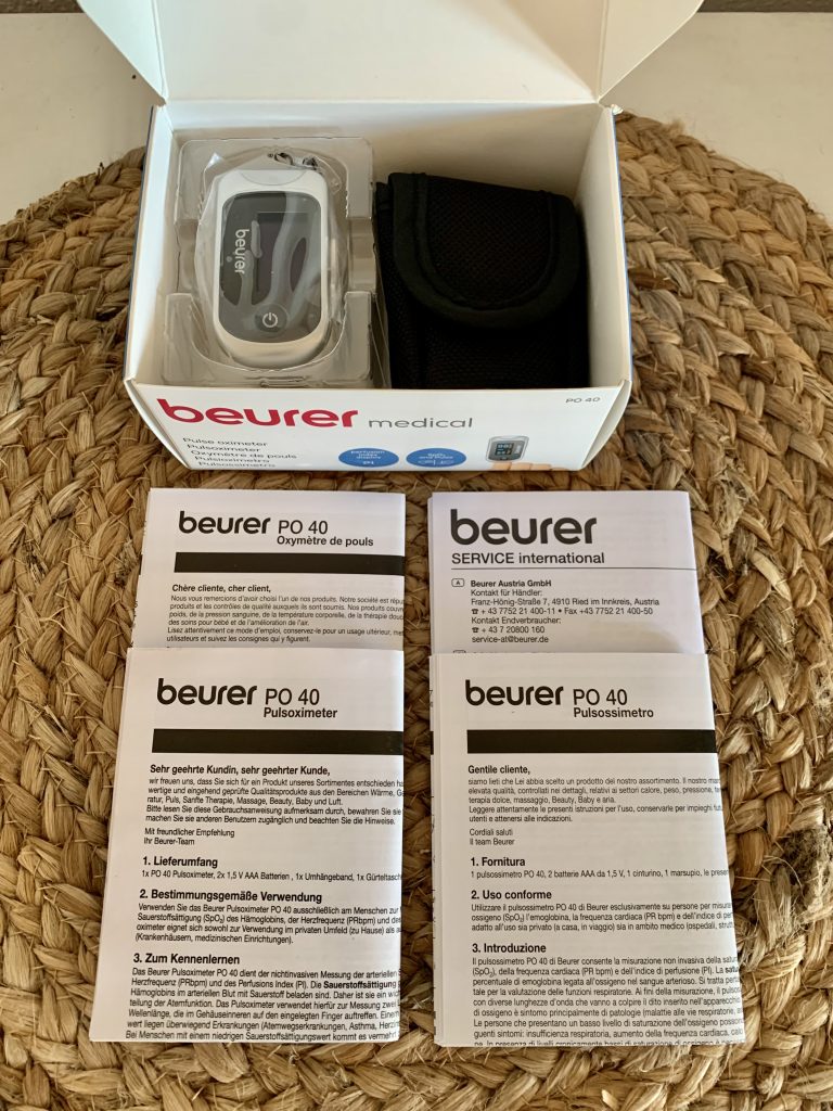 Beurer PO 40 Pulsoximeter mit mehrsprachigen Bedienungsanleitungen