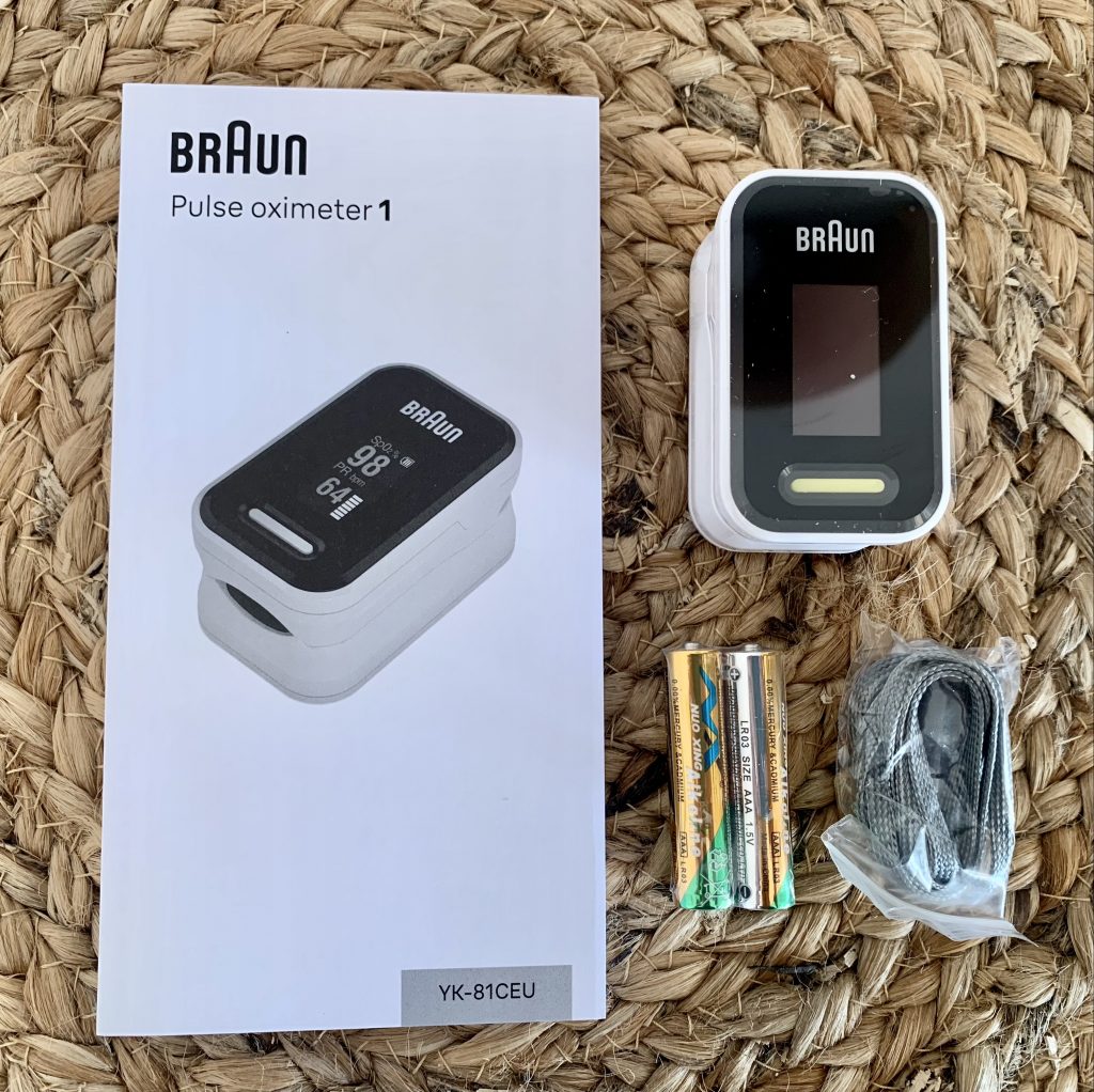 Braun Healthcare Pulsoximeter 1 ausgepackt mit Zubehör