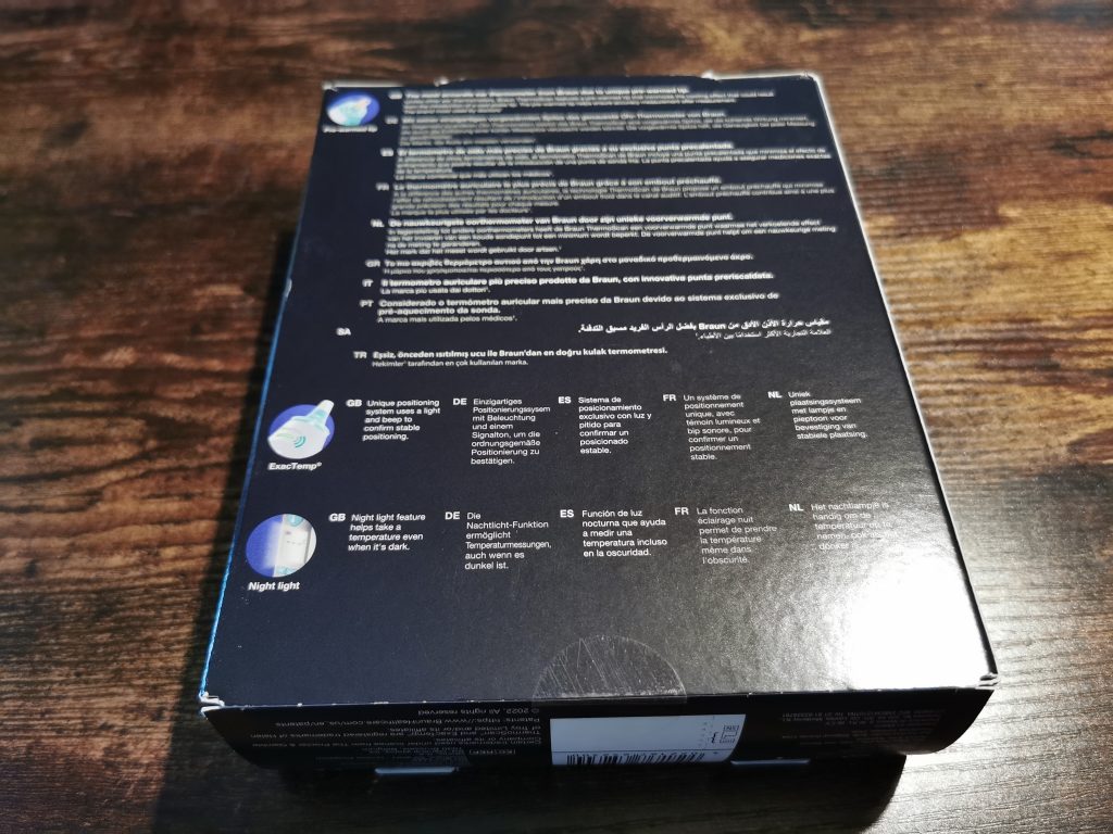 Braun ThermoScan 6 Ohrthermometer Verpackung hinten