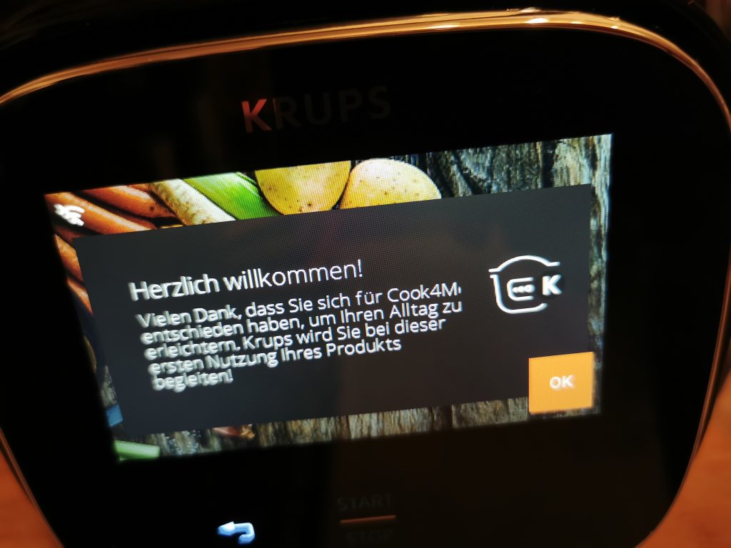 Cook4me Touch WiFi Display Begrüßung