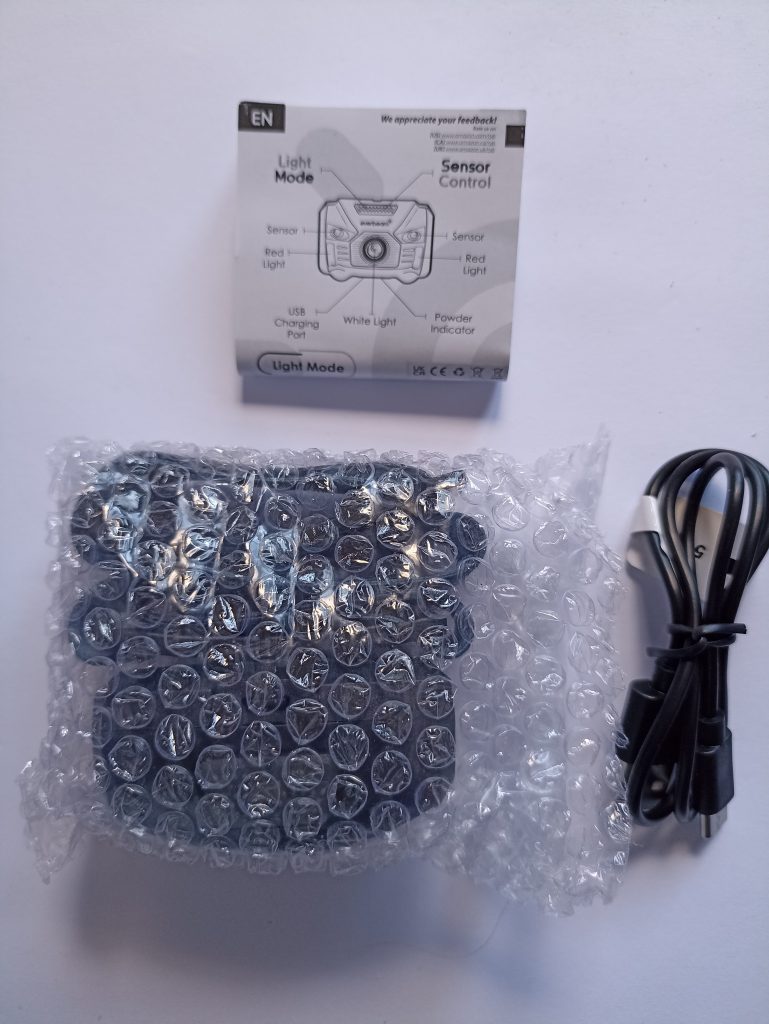 Everbeam H6 Pro Stirnlampe, Lieferumfang mit Umverpackung