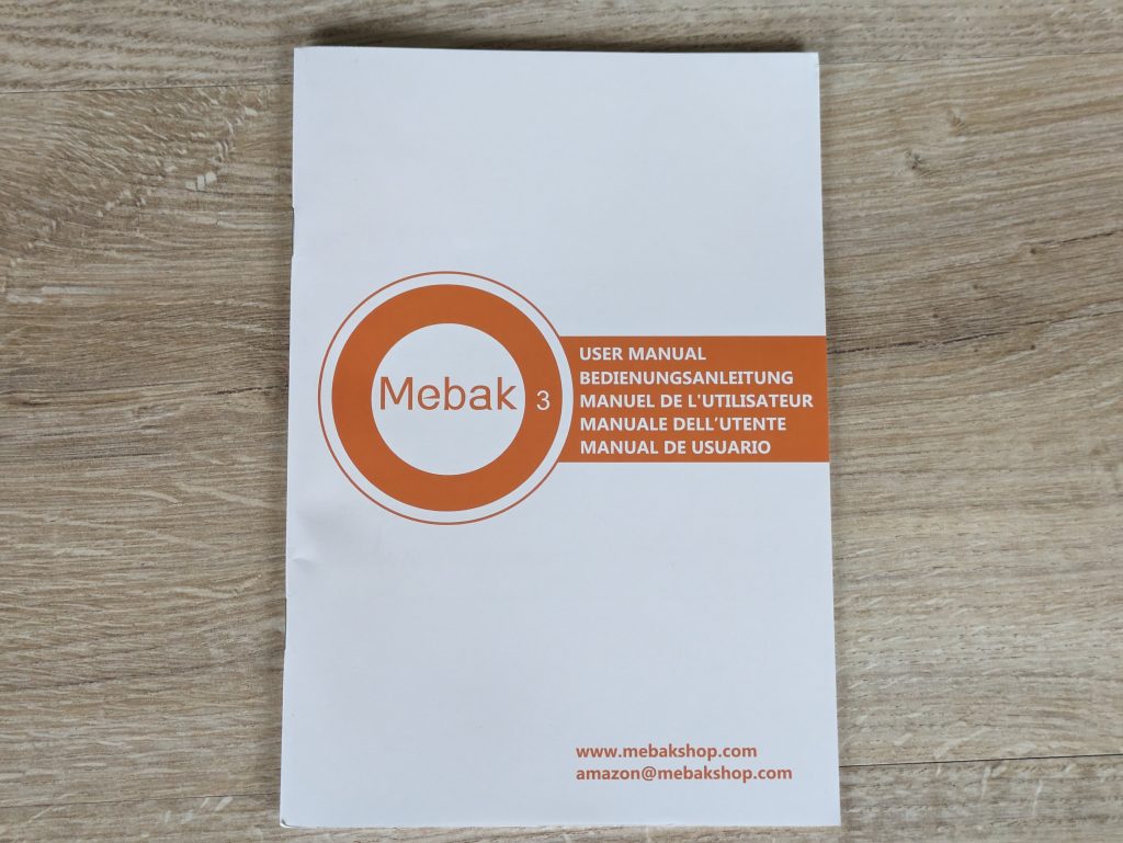 Geschlossene Anleitung der Mebak 3 Massagepistole