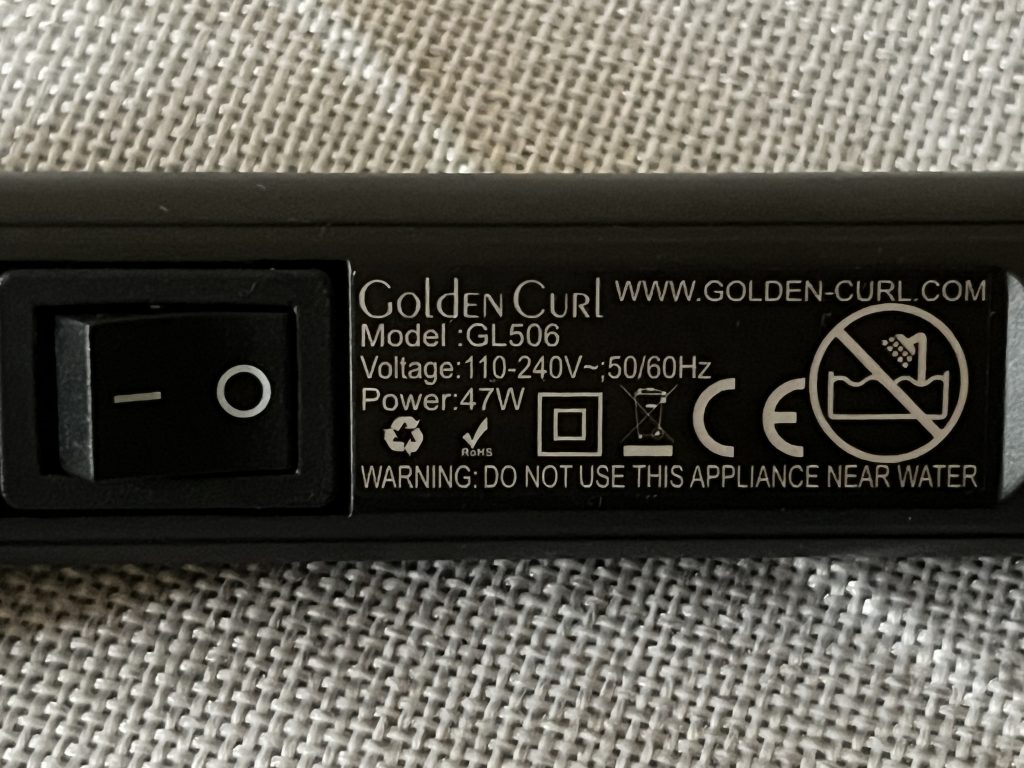 Golden Curl Lockenstab Details mit Infos und Ein- und Austaster