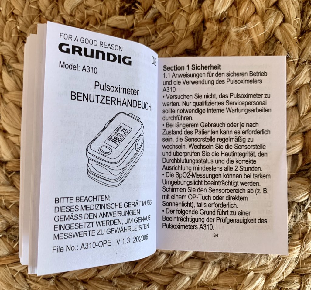 Grundig 20040 Pulsoximeter Bedienungsanleitung