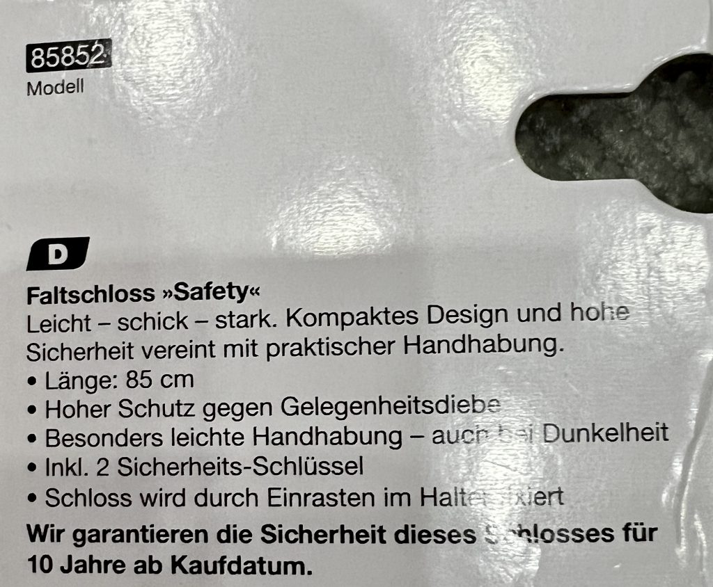 FISCHER Safety 85852 Faltschloss Informationen