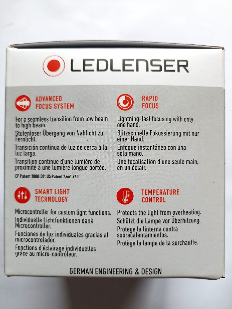 Ledlenser H7R.2 Stirnlampe, Seitenansicht der Verpackung 1