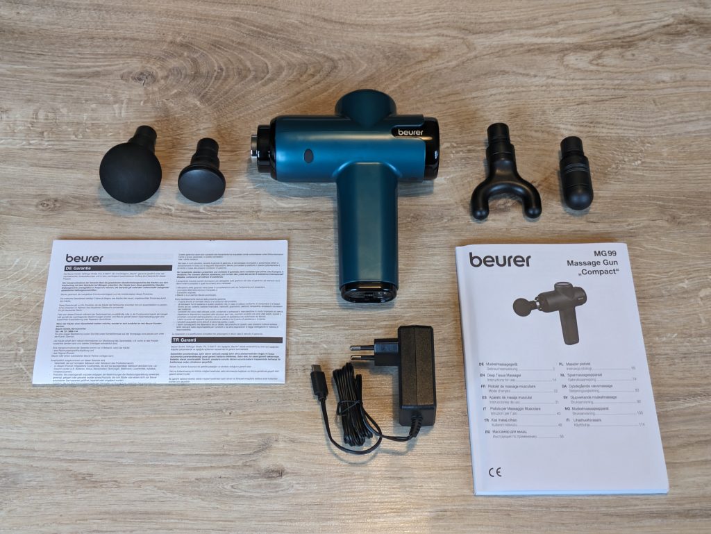 Lieferumfang der Beurer MG 99 Massagepistole