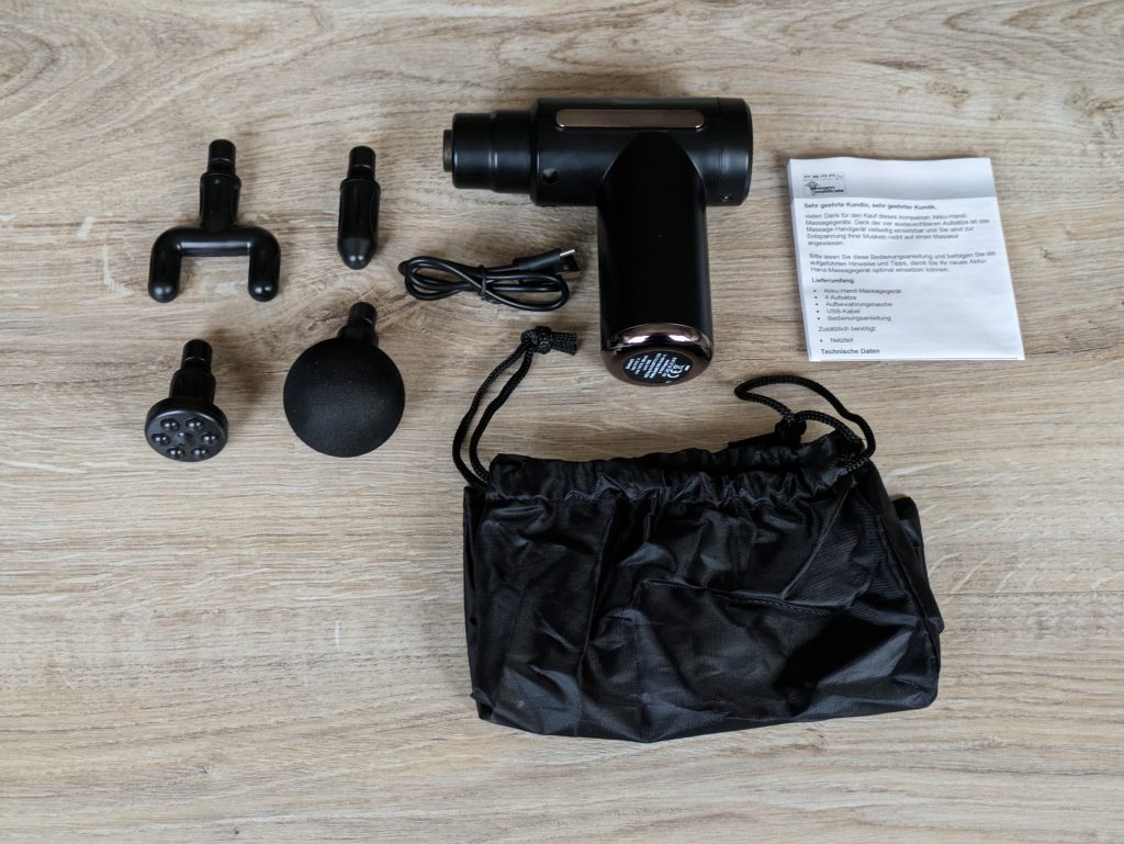 Lieferumfang der Newgen Medicals ZX-6210-675 Massagepistole