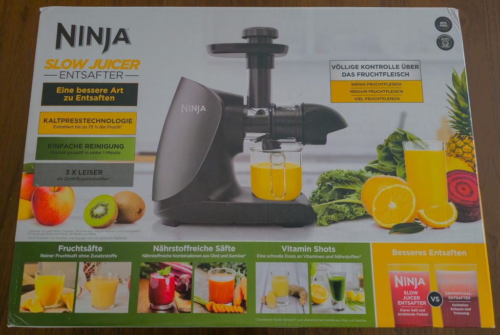 Ninja JC100EU Entsafter Verpackung Rückseite