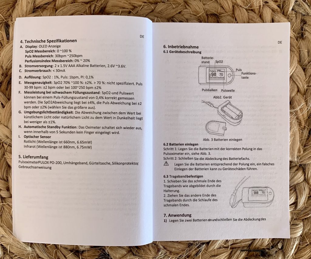 PULOX PO-200 Pulsoximeter Bedienungsanleitung