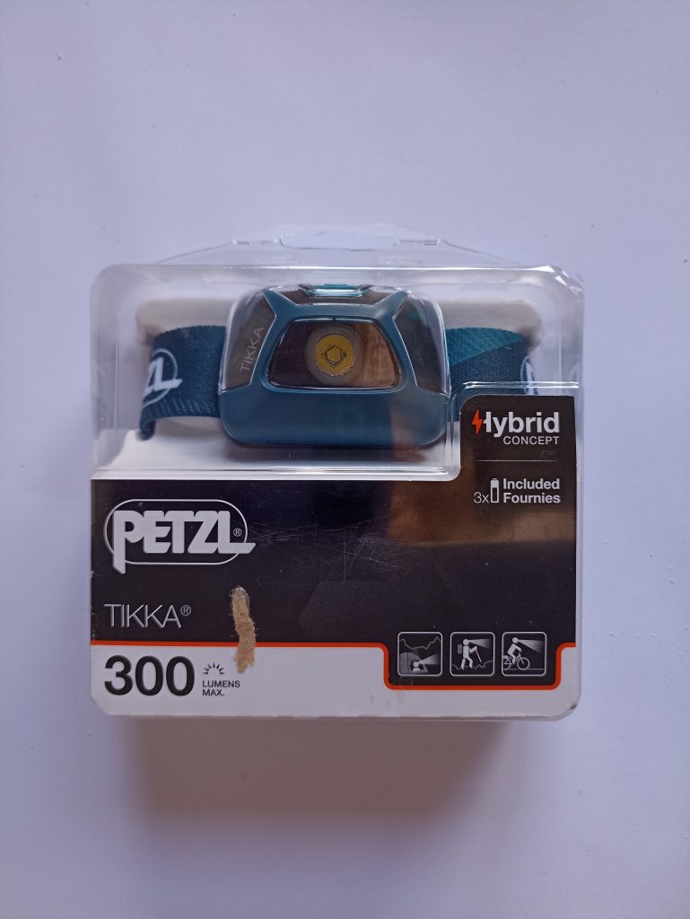 Petzl Tikka Stirnlampe, Vorderseite der Verpackung