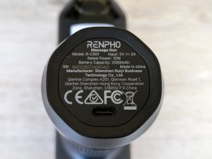 RENPHO R3 Massagepistole von unten in der Nahansicht