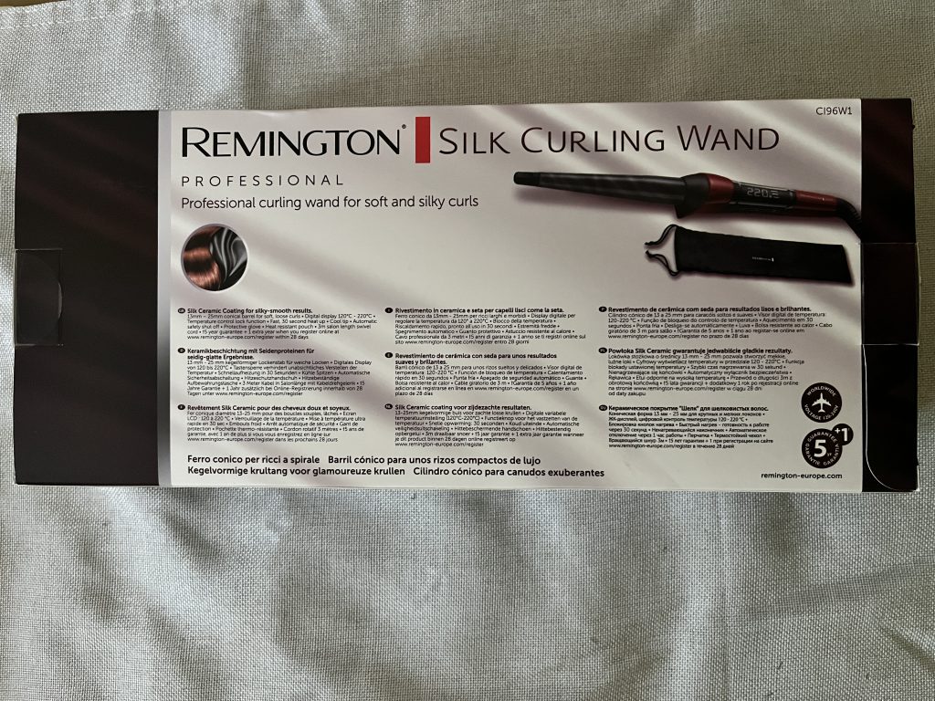 Remington Silk Curling Wand Lockenstab Rückseite Verpackung