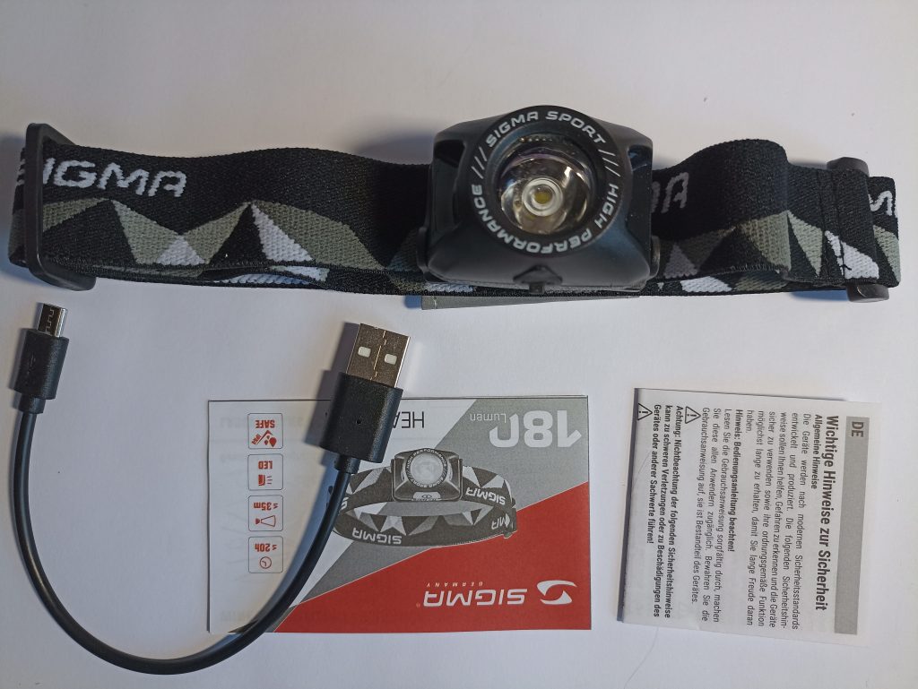 Sigma Sport Headled II Stirnlampe, Lieferumfang