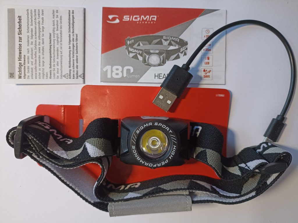 Sigma Sport Headled II Stirnlampe, Lieferumfang mit Innenverpackung