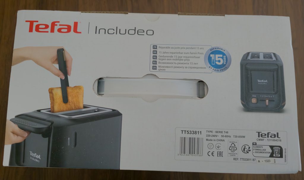 Tefal Includeo TT5338 Toaster Verpackung Rückseite