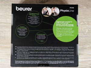 Verpackung der Beurer MG 99 Massagepistole von hinten
