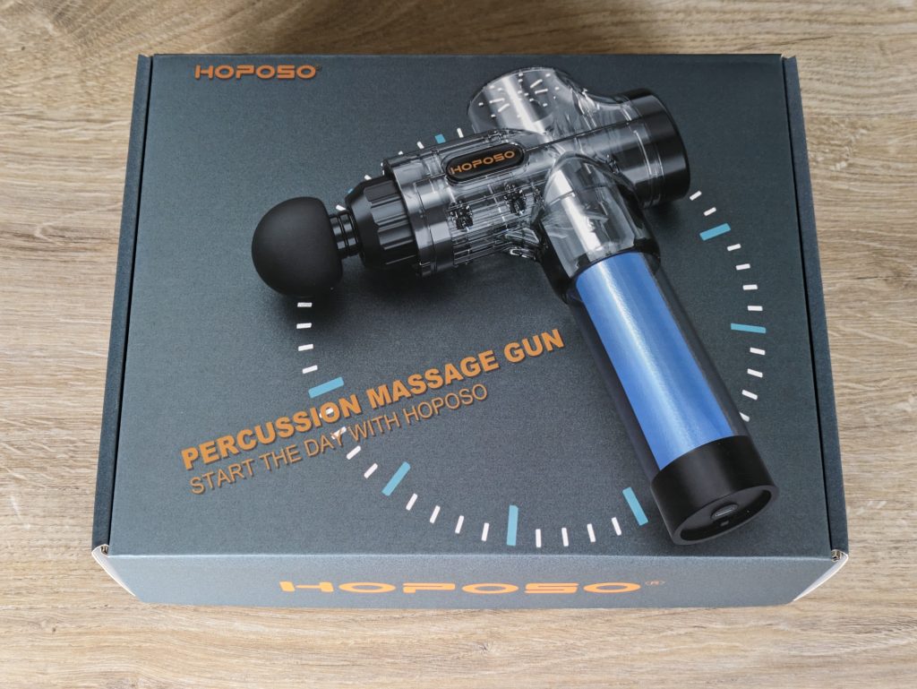 Verpackung der HOPOSO Massagepistole von oben