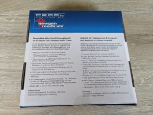 Verpackung der Newgen Medicals ZX-6210-675 Massagepistole von hinten