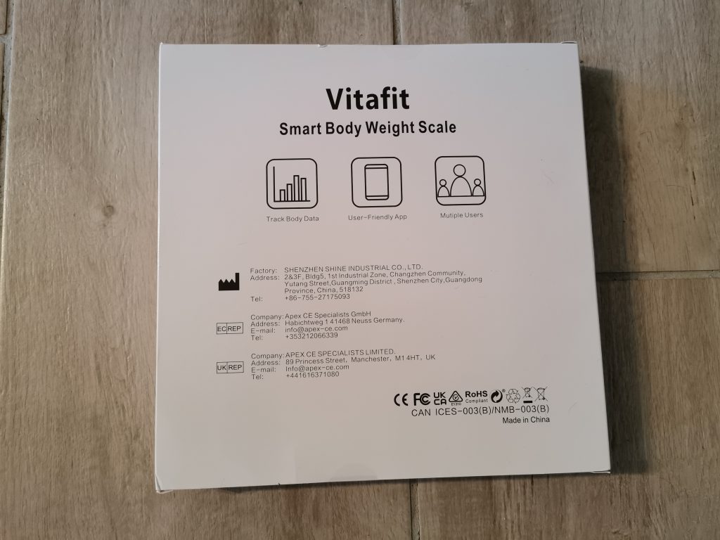 Vitafit VT705 Körperfettwaage Verpackung von hinten
