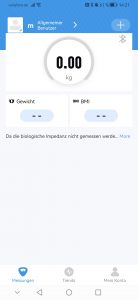 Vitafit VT705 Personenwaage App Benutzeroberfläche