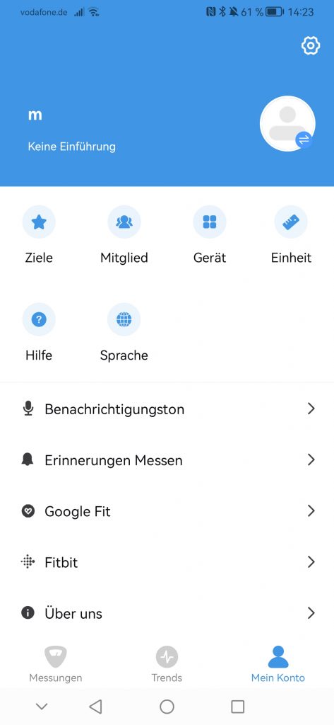 Vitafit VT705 Personenwaage Einstellungen