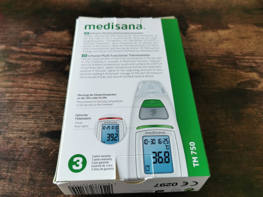 medisana TM 750 Ohrthermometer Verpackung hinten