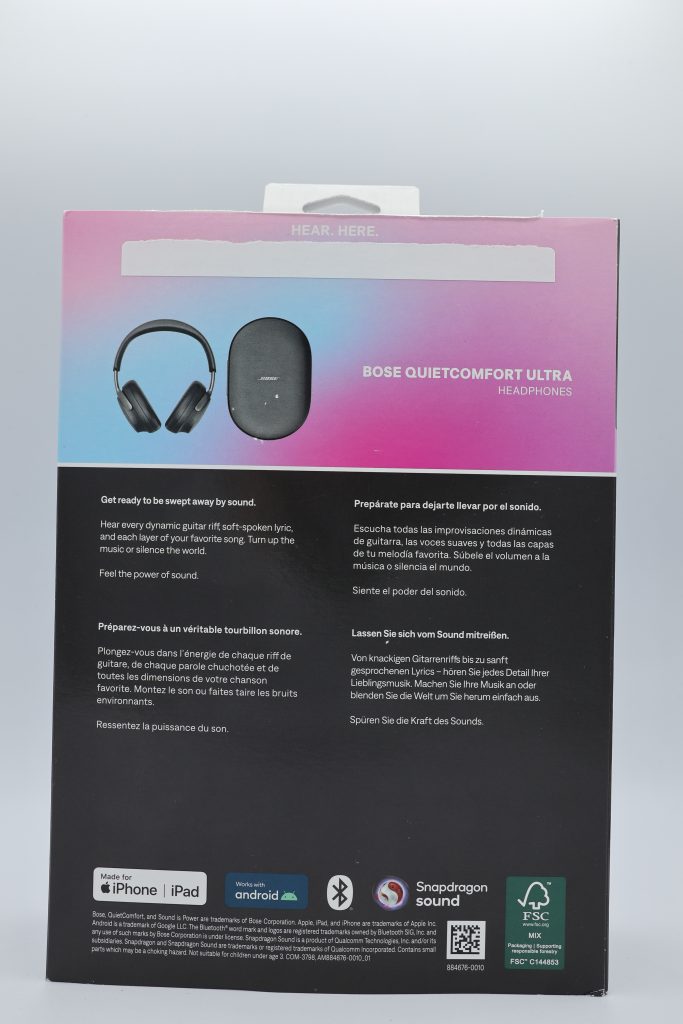 Bose QuietComfort Ultra Over-Ear-Kopfhörer Karton Rückseite