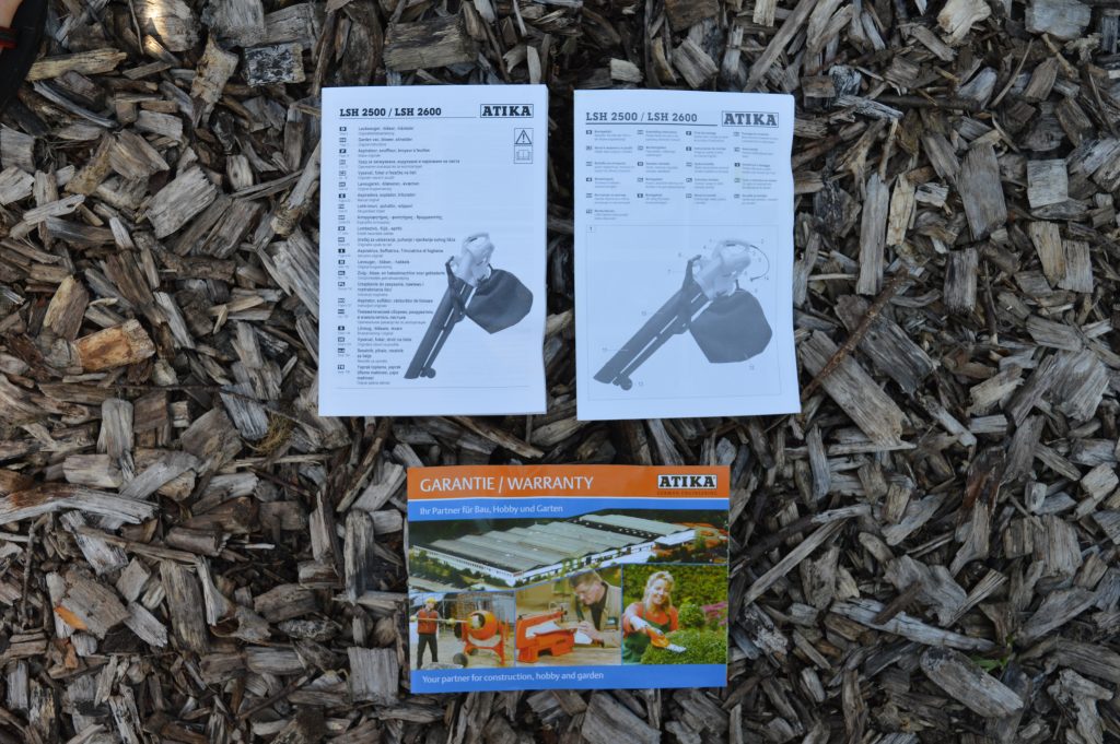ATIKA LSH 2500 Laubsauger Betriebsanleitung und Information Garantiekarte