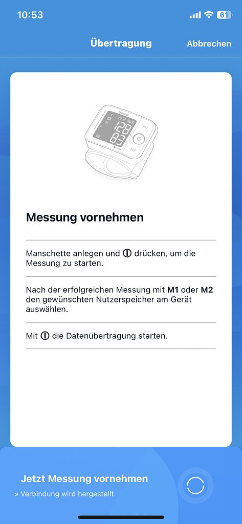 Beurer BC 54 Handgelenk-Blutdruckmessgerät App Einrichtung 6