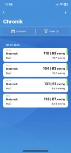 Beurer BC 54 Handgelenk-Blutdruckmessgerät App Liste der Messungen