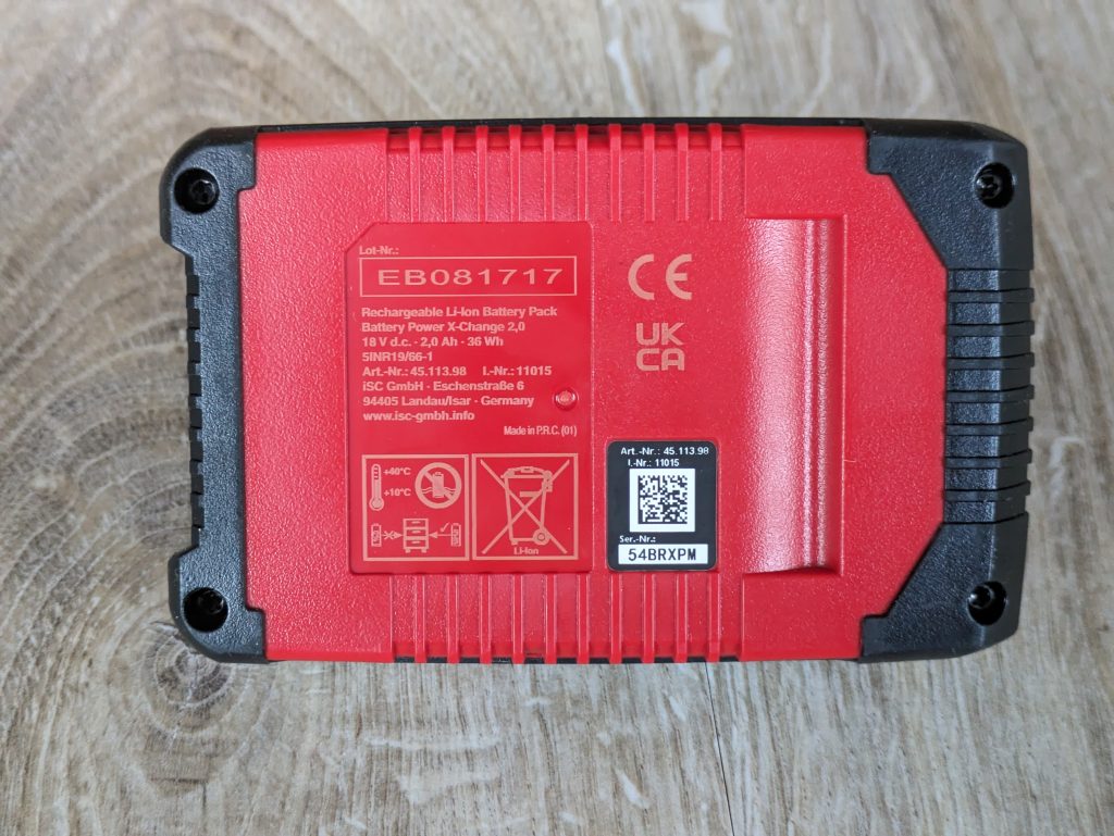 Akku des Einhell TP-CD 1850 Li-i BL Akkuschraubers von unten