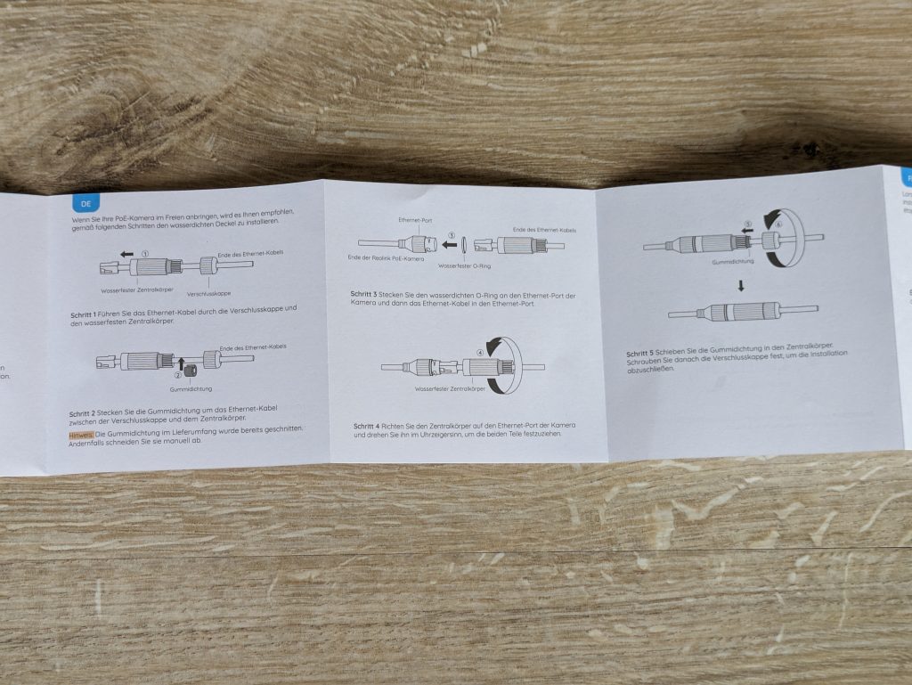 Anleitung des Dichtungssets des RLK8-800B4 Reolink Überwachungskamera-Sets geöffnet