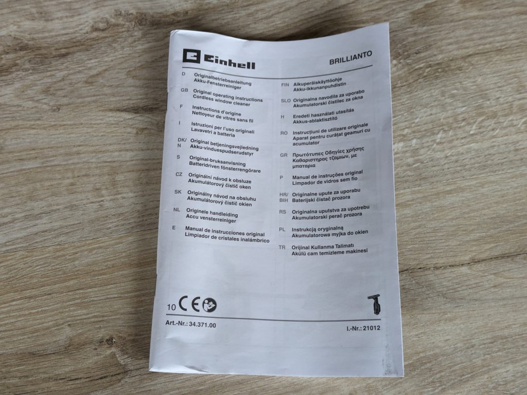 Anleitung des Einhell BRILLIANTO Fensterreinigers geschlossen