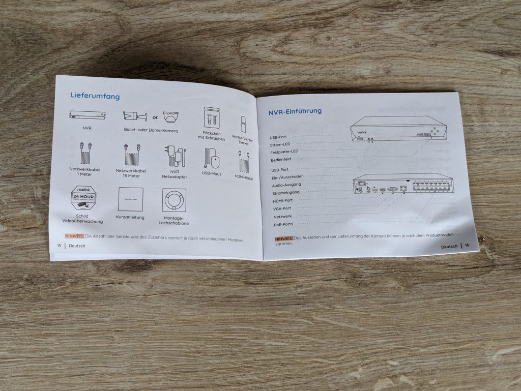 Anleitung des RLK8-800B4 Reolink Überwachungskamera-Sets geöffnet