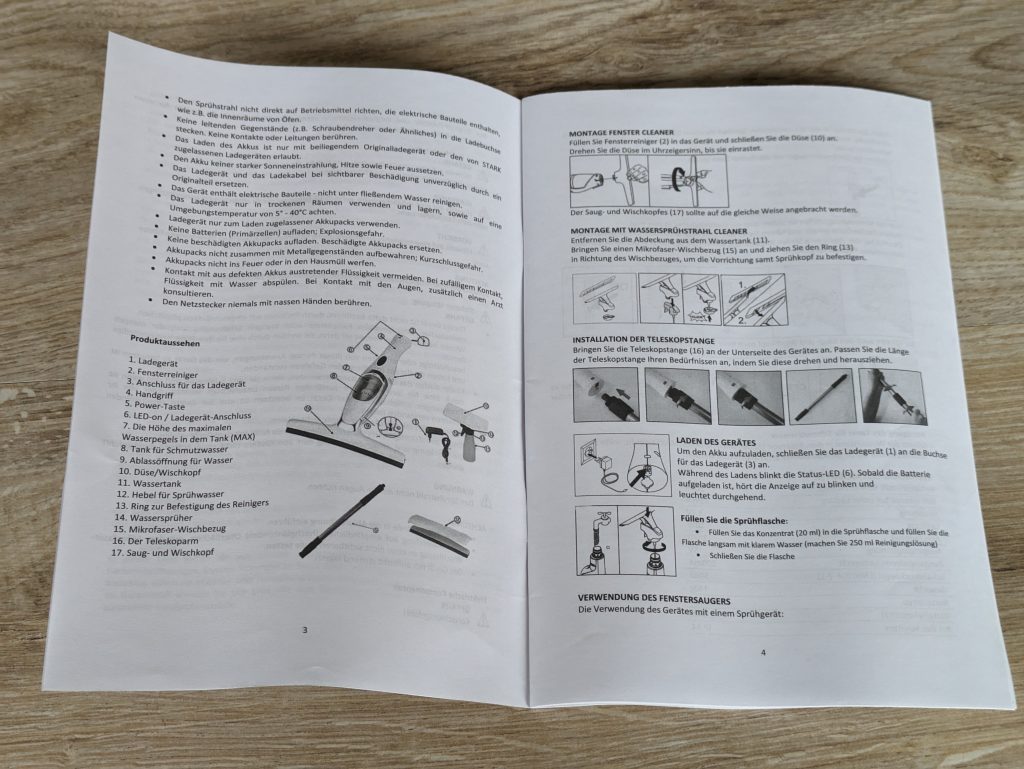 Anleitung des STARK WC 280 Home+ Fenstersaugers geöffnet
