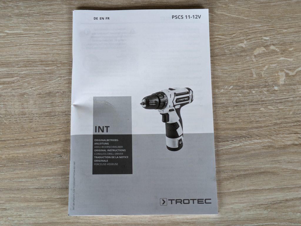 Anleitung des TROTEC PSCS 11-12V Akkuschrauber