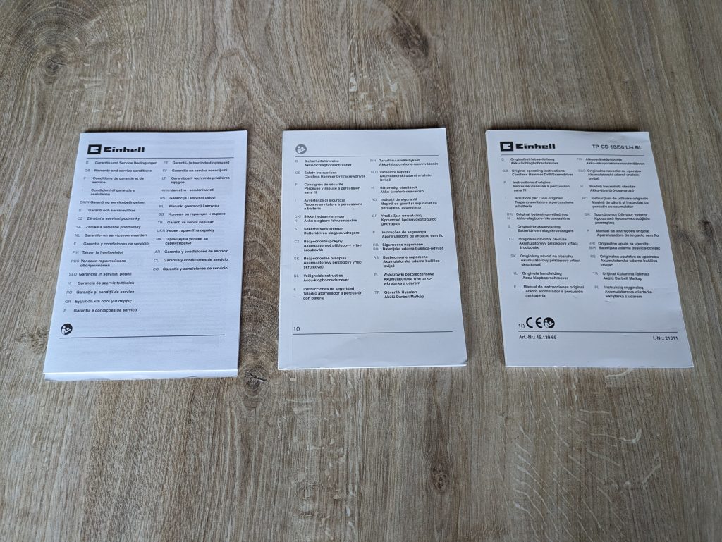Anleitungen des Einhell TP-CD 1850 Li-i BL Akkuschraubers