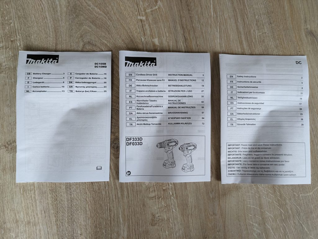 Anleitungen des Makita DF333DSAE Akkuschraubers