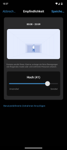 App Einstellung zur normalen Empfindlichkeit des RLK8-800B4 Reolink Überwachungskamera-Sets