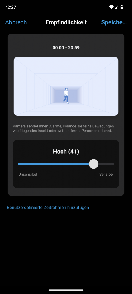 App Einstellung zur normalen Empfindlichkeit des RLK8-800B4 Reolink Überwachungskamera-Sets