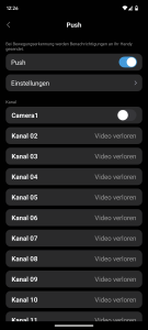 App Kanalauswahl für Push des RLK8-800B4 Reolink Überwachungskamera-Sets
