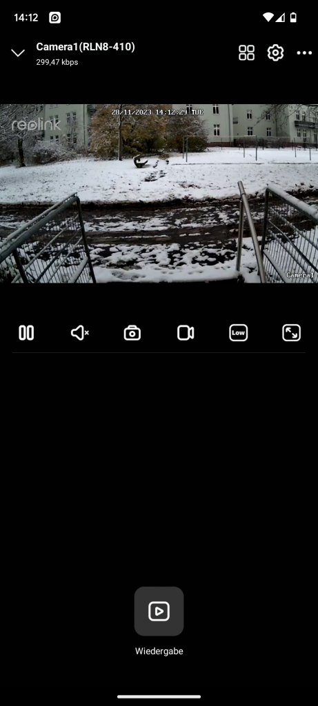 App Tagesansicht mit Einstellungen des RLK8-800B4 Reolink Überwachungskamera-Sets