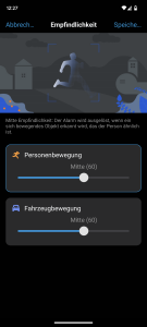 App erweiterte Einstellungen der Empfindlichkeit des RLK8-800B4 Reolink Überwachungskamera-Sets